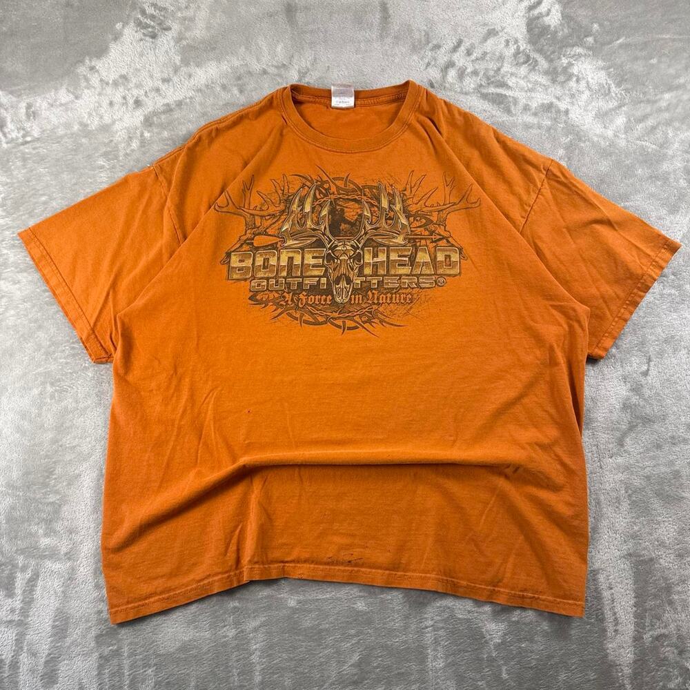 Vintage 2000s Bone Head Outfitters T-Shirt Men’s 2XL Orange Deer Hunting Y2K